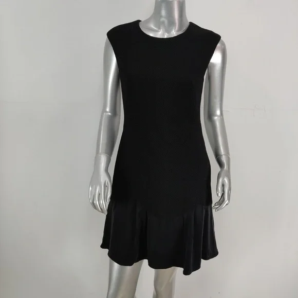 REBECCA TAYLOR Stacy Fit-&-Flare Flounce Black Dress. size 6 women’s work or fun - Picture 5 of 11
